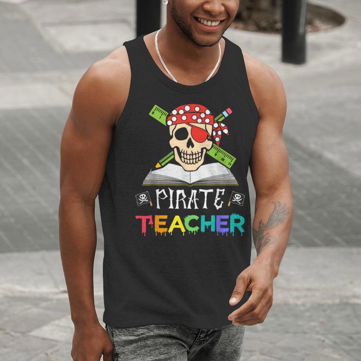 Pirate Teacher Halloween Skull Adult Men Tank Top, funny gift