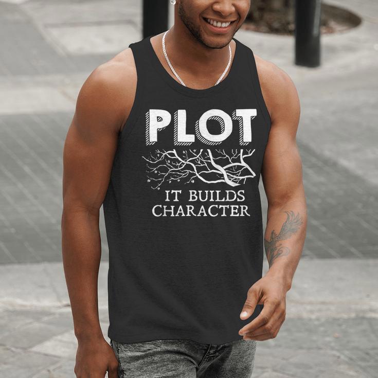 Plot It Builds Character Book Reading Teacher Men Tank Top, funny gift