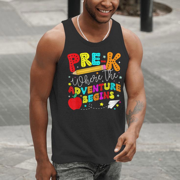 Pre-k Where The Adventure Begins First Day Of Prek Teacher Men Tank Top, funny gift Pre-k Where The Adventure Begins First Day Of Prek Teacher Men Tank Top, funny gift