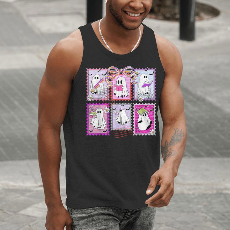 Preppy Spooky Teacher Halloween Ghost Coquette Bow Autumn Men Tank Top, funny gift