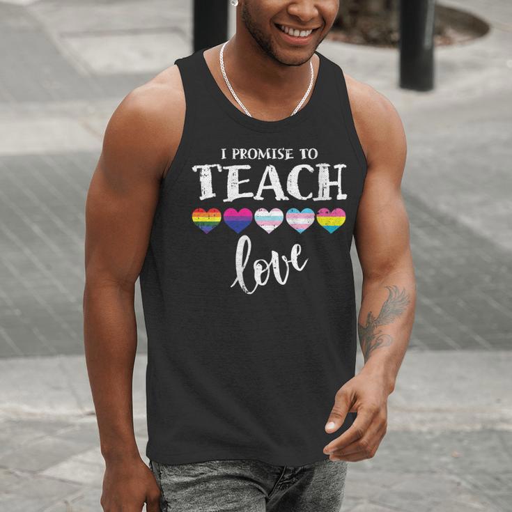 I Promise To Teach Love LGBT-Q Pride Proud Ally Teacher Men Tank Top, funny gift