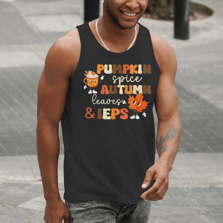 Pumpkin Spice Autumn Leaves IEPS Sped Teacher Fall Men Tank Top, funny gift
