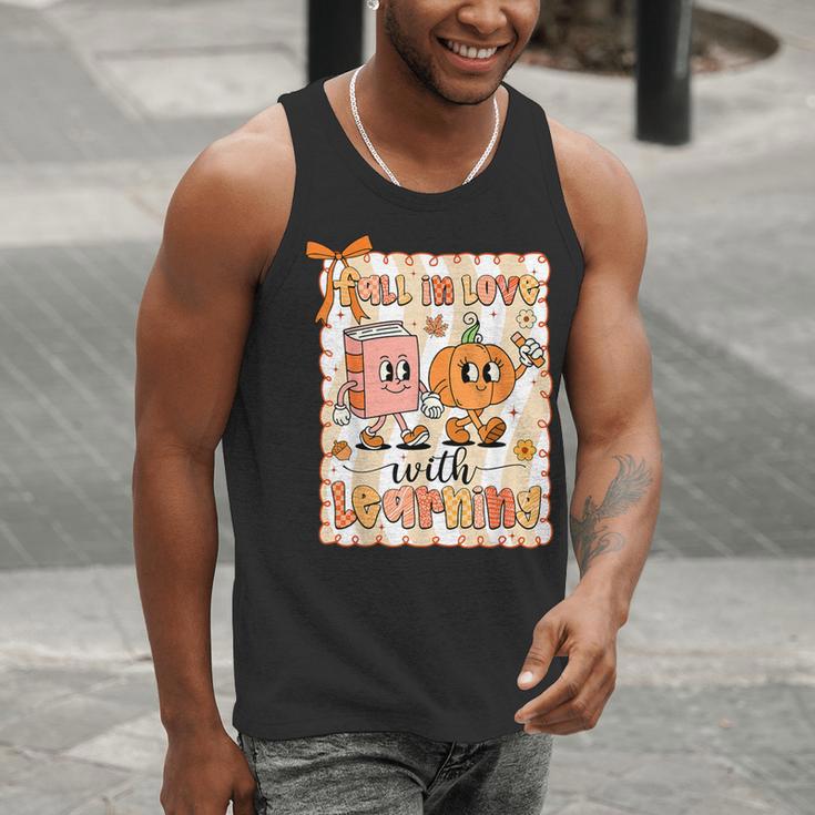 Pumpkin Teacher Preppy Fall In Love With Learning Autumn Men Tank Top, funny gift