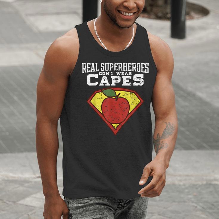 Real Superheroes Don't Wear Capes Teacher Shirt Teaching Te Men Tank Top, funny gift