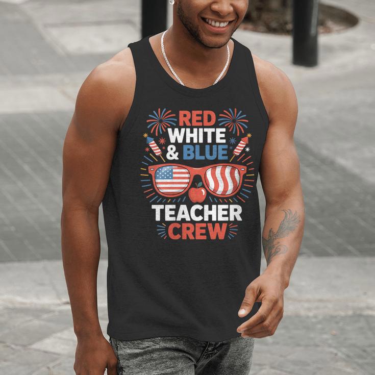 Red & Blue Teacher Crew Shirt 4th Of July Sunglasses Men Tank Top, funny gift