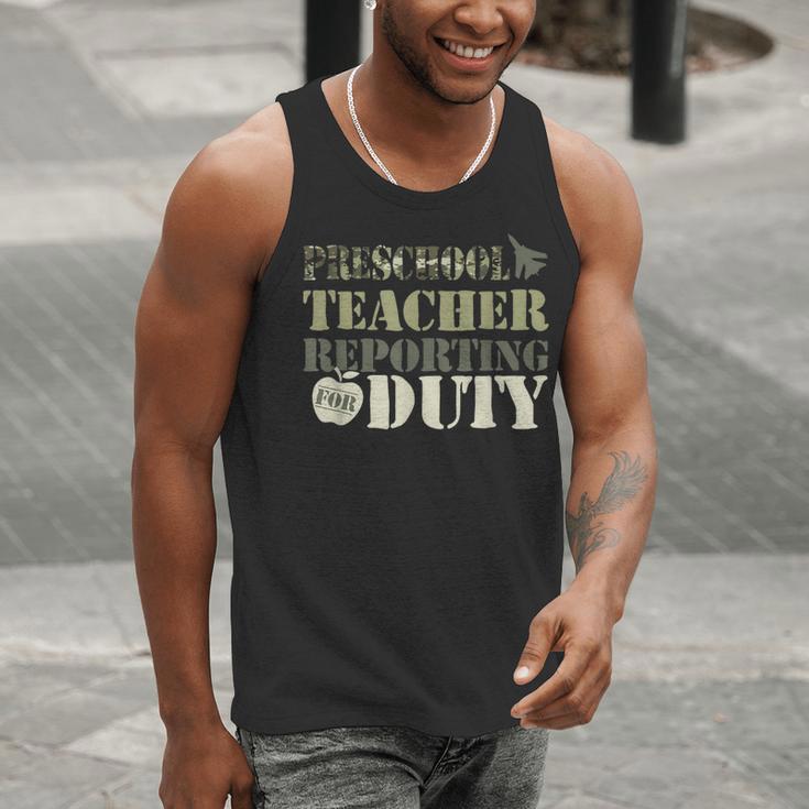 Retro Back To School Women Old Camo Preschool Teacher Men Tank Top, funny gift