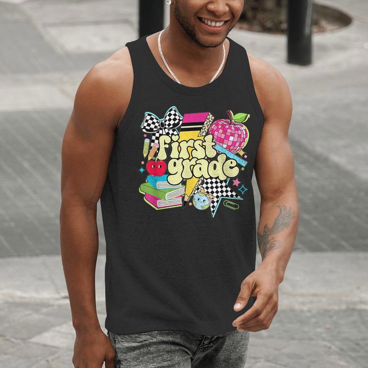 Retro First Grade Teacher Disco Ball Coquette Back To School Men Tank Top, First Grade Teacher Tank Tops, funny gift Retro First Grade Teacher Disco Ball Coquette Back To School Men Tank Top, First Grade Teacher Tank Tops, funny gift