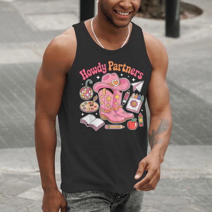 Retro Howdy Partners Cowgirl Cowboy Teacher Back To School Men Tank Top, funny gift Retro Howdy Partners Cowgirl Cowboy Teacher Back To School Men Tank Top, funny gift