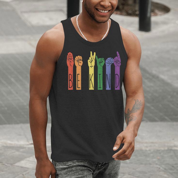 Retro Be Kind ASL Deaf Teacher Sign Language Gay Pride Men Tank Top, funny gift Retro Be Kind ASL Deaf Teacher Sign Language Gay Pride Men Tank Top, funny gift