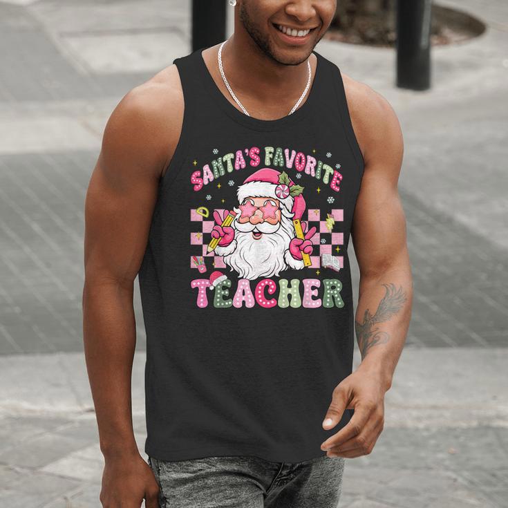 Santa's Favorite Teacher Groovy Christmas Teacher Boys Girls Men Tank Top, Groovy Teacher Tank Tops, funny gift Santa's Favorite Teacher Groovy Christmas Teacher Boys Girls Men Tank Top, Groovy Teacher Tank Tops, funny gift