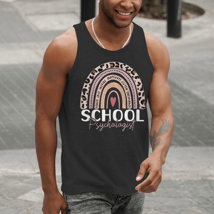 School Psych Teacher School Psychologist Leopard Rainbow Men Tank Top, funny gift