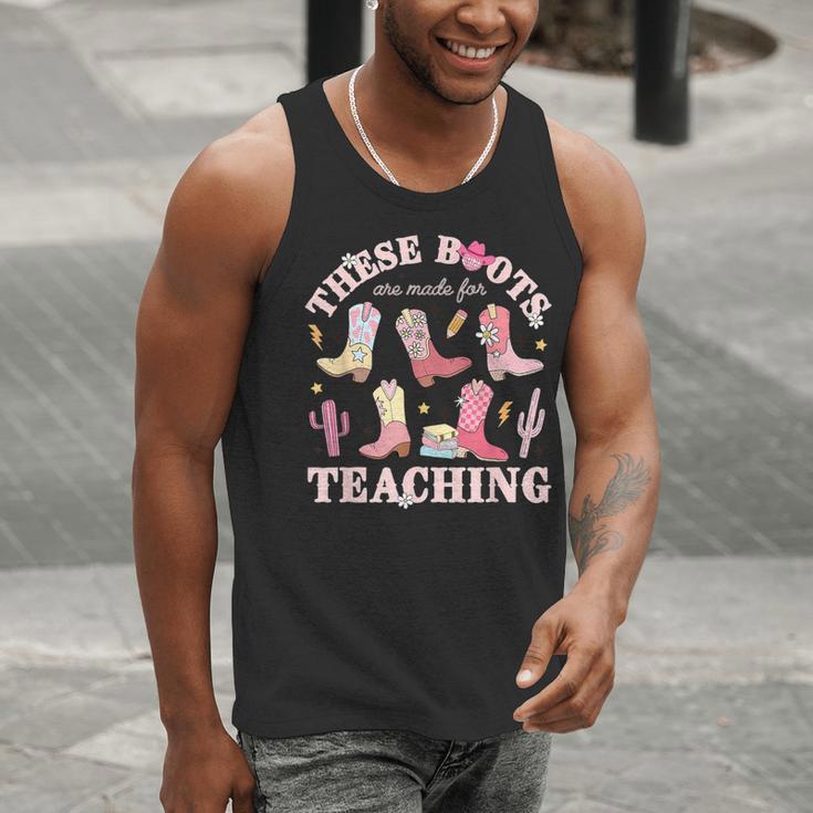 These Boots Are Made For Teaching Western Cowgirl Teacher Men Tank Top, funny gift