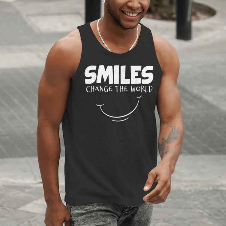 Smile Smiles Change The World Teacher T-Shirt Happy T-Shirt Men Tank Top, funny gift