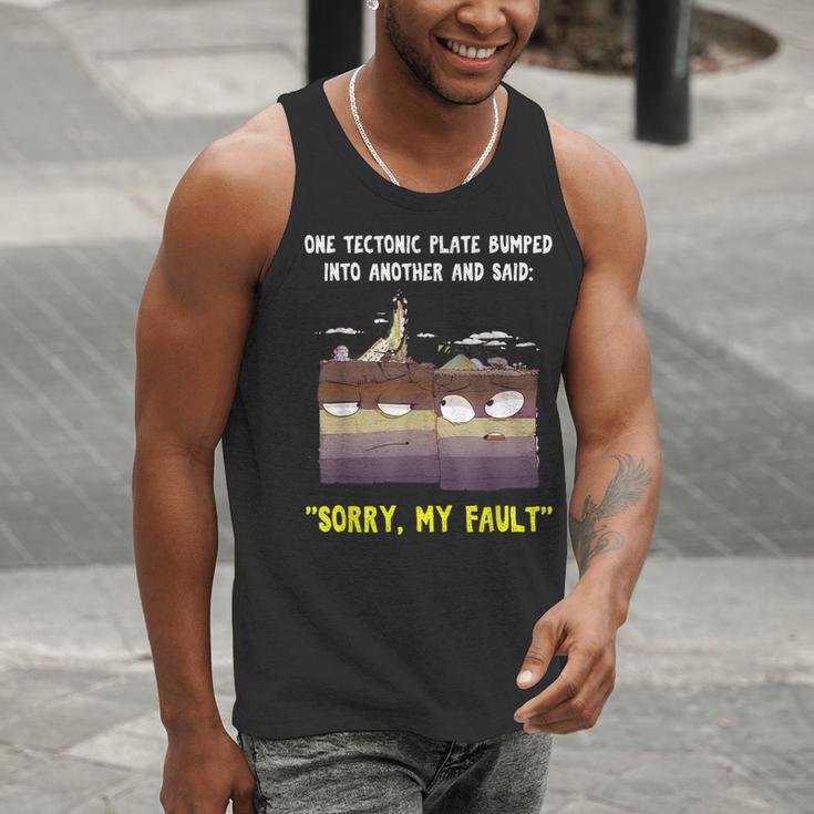 Sorry My Fault Earthquake Tectonic Plate Science Teacher Pun Men Tank Top, Science Teacher Tank Tops, funny gift