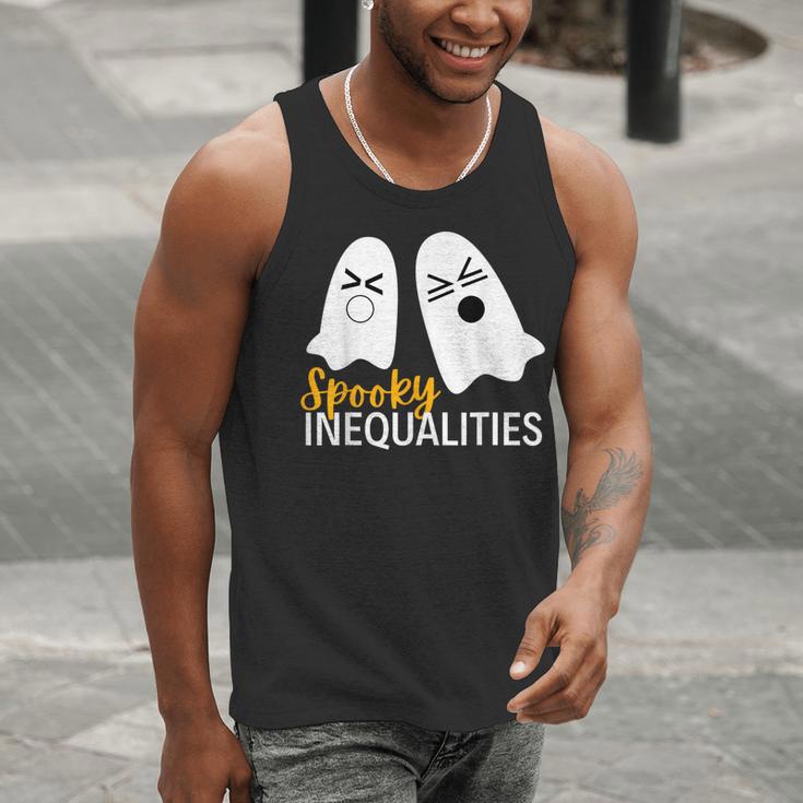 Spooky Ghost Inequalities Halloween Math Teacher Men Tank Top, funny gift