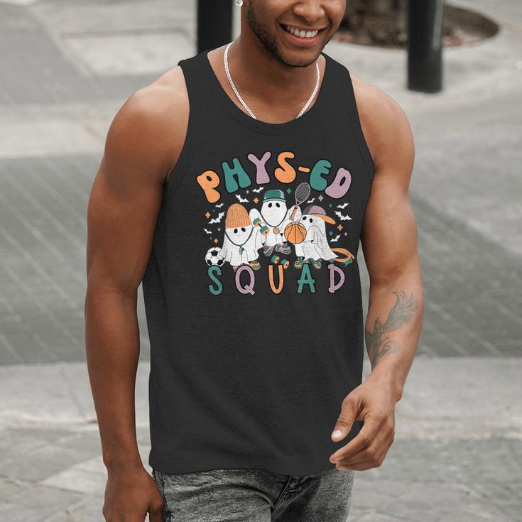 Spooky Ghost PE Teacher Squad Physical Education Halloween Men Tank Top, Pe Teacher Tank Tops, funny gift