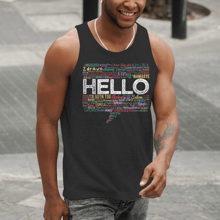 Start With Hello Different World Language Learning Teacher Men Tank Top, funny gift Start With Hello Different World Language Learning Teacher Men Tank Top, funny gift