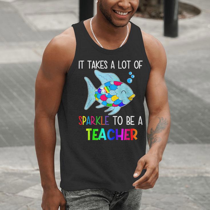 It Takes A Lot Of Sparkle To Be A Teacher Rainbow Fish For Men Women Men Tank Top, funny gift