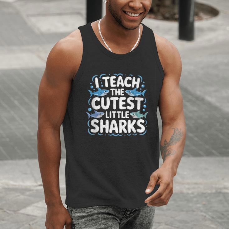 I Teach The Cutest Little Sharks Teacher School Men Tank Top, funny gift