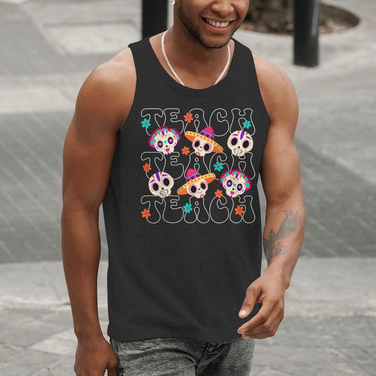Teach Teacher Dia De Los Muertos Day Of The Dead Sugar Skull Men Tank Top, funny gift Teach Teacher Dia De Los Muertos Day Of The Dead Sugar Skull Men Tank Top, funny gift