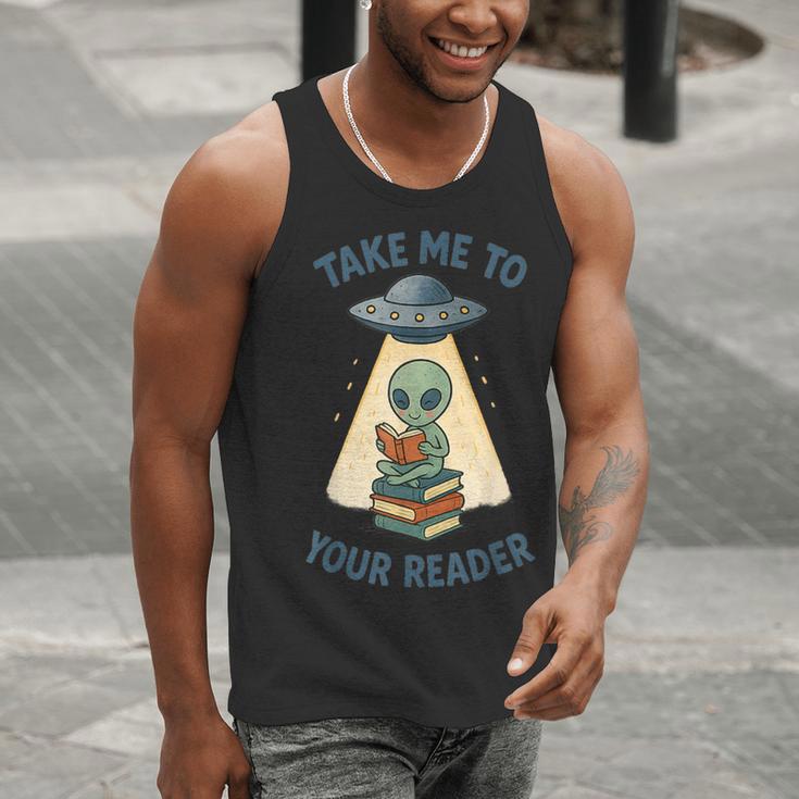 Teacher Alien Books UFO Reading Take Me To Your Reader Men Tank Top, funny gift Teacher Alien Books UFO Reading Take Me To Your Reader Men Tank Top, funny gift