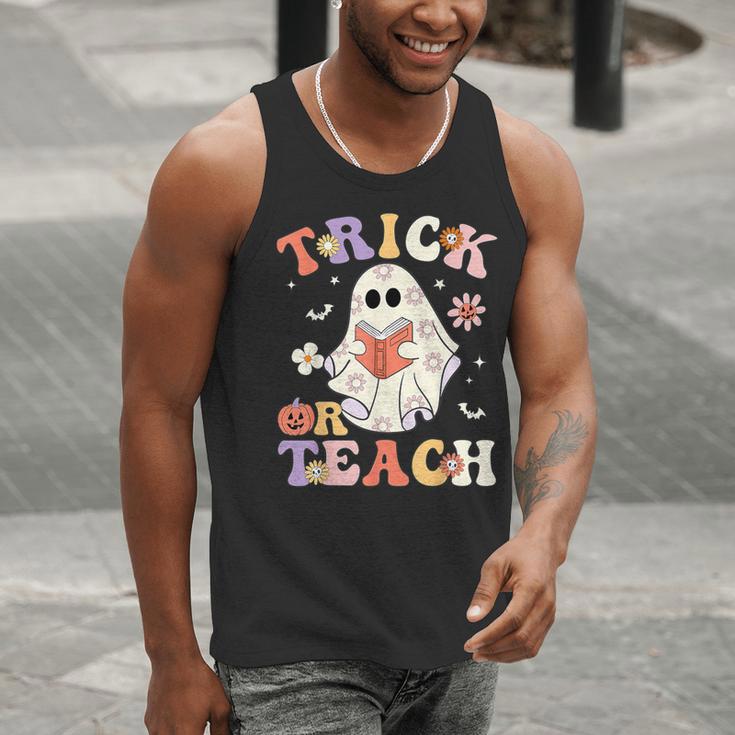 Teacher Halloween Trick Or Teach Floral Ghost Men Tank Top, funny gift Teacher Halloween Trick Or Teach Floral Ghost Men Tank Top, funny gift