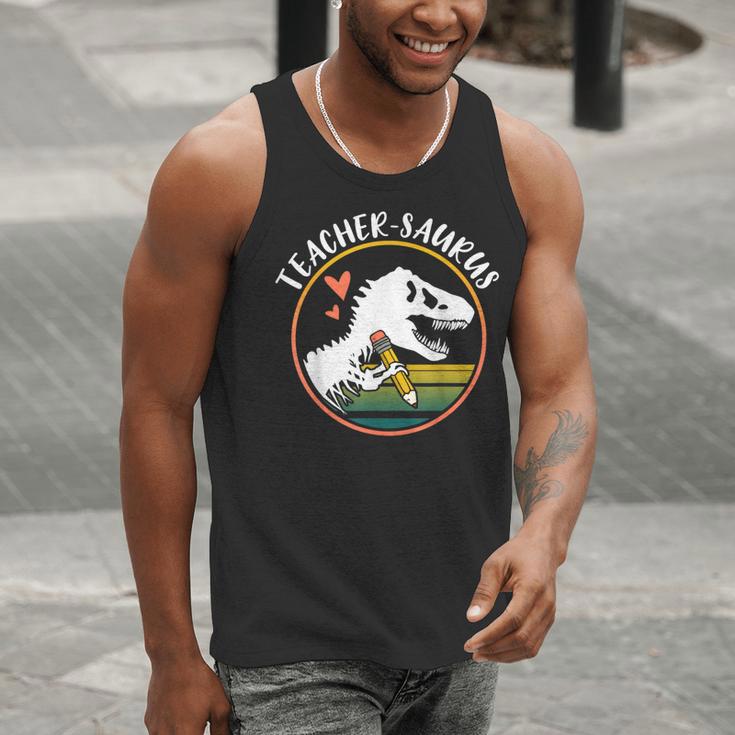 Teacher-Saurus Dinosaur Teacher Design T-Rex Design Men Tank Top, funny gift