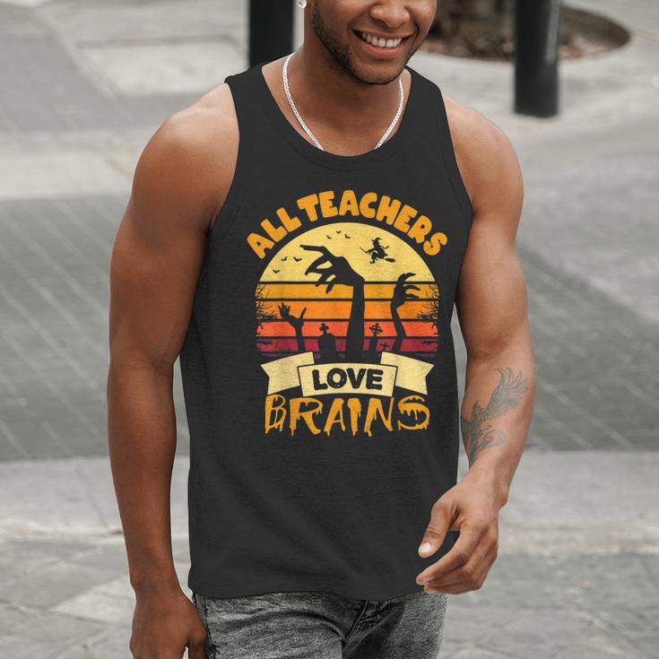 Teacher Shirts Halloween All Teachers Love Brains Men Tank Top, funny gift