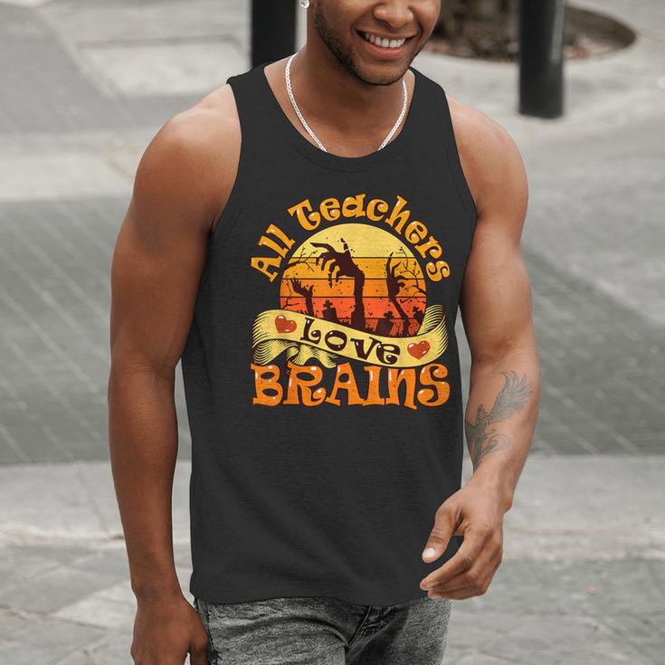 Teacher All Teachers Love Brains Halloween Party Men Tank Top, funny gift