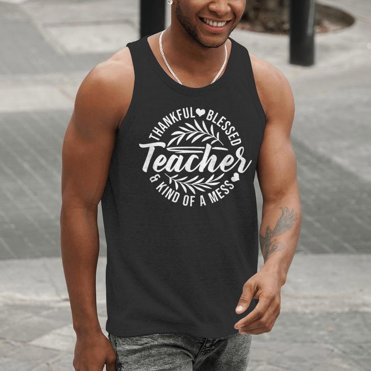 Teacher Thankful Blessed & Kind Of A Mess Hearts Cute Men Tank Top, funny gift Teacher Thankful Blessed & Kind Of A Mess Hearts Cute Men Tank Top, funny gift
