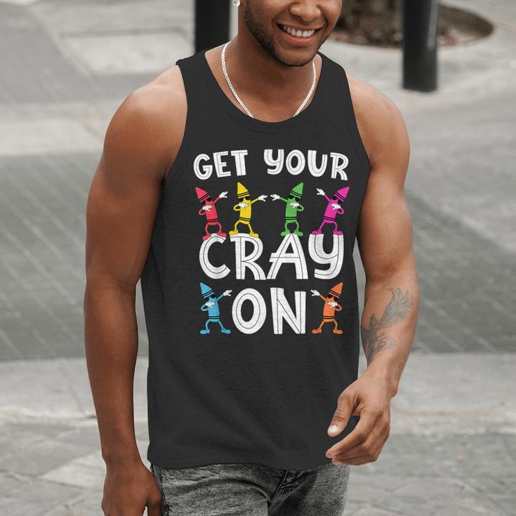 Teacher's Get Your Cray On Dabbing Crayons Men Tank Top, funny gift