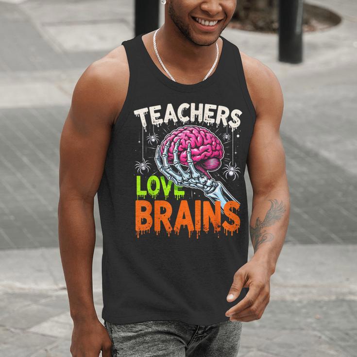 Teachers Love Brains Halloween 2025 Skeleton Costume Men Tank Top, funny gift Teachers Love Brains Halloween 2025 Skeleton Costume Men Tank Top, funny gift