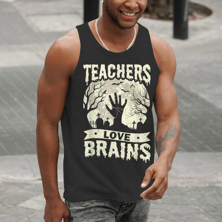 Teachers Love Brains Halloween Costume Boo Trick Teach Men Tank Top, funny gift