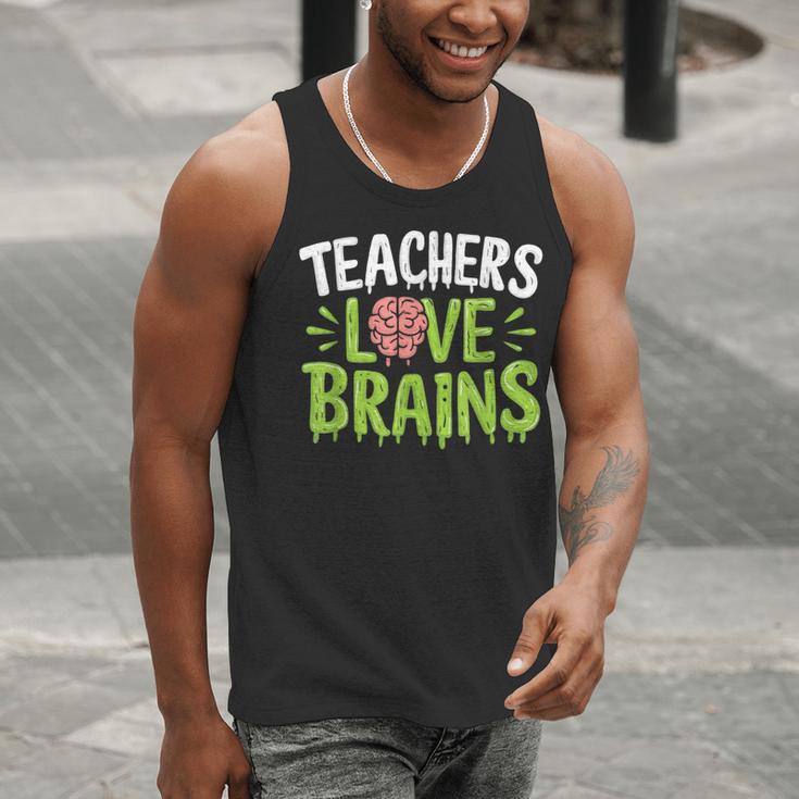 Teachers Love Brains Halloween Teacher Zombie Men Tank Top, funny gift Teachers Love Brains Halloween Teacher Zombie Men Tank Top, funny gift