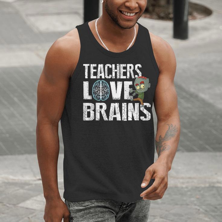 Teachers Love Brains Zombie Halloween Hilarious Men Tank Top, funny gift