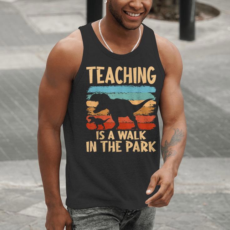 Teaching Is a Walk In Park Dinosaur Teacher Men Tank Top, funny gift