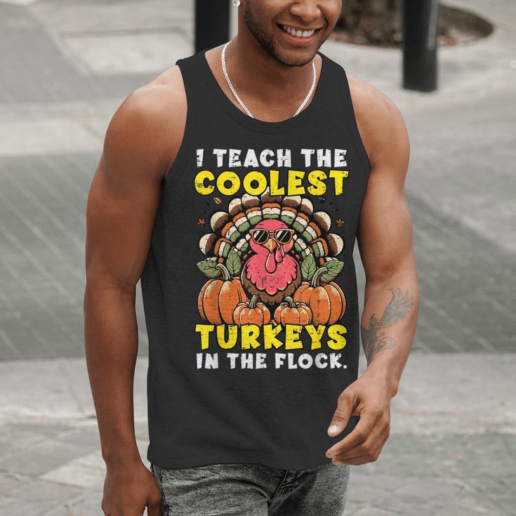 Thanksgiving I Teach Coolest Turkeys Teacher Fall Women Men Men Tank Top, funny gift