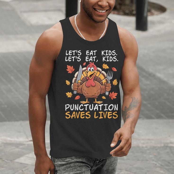 Thanksgiving Teacher Turkey Lets Eat Kids Punctuation Men Tank Top, funny gift Thanksgiving Teacher Turkey Lets Eat Kids Punctuation Men Tank Top, funny gift