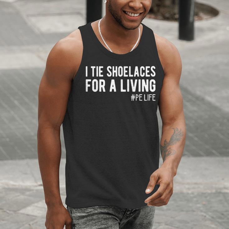 I Tie Shoelaces For a Living Elementary PE Teacher Men Tank Top, Pe Teacher Tank Tops, funny gift