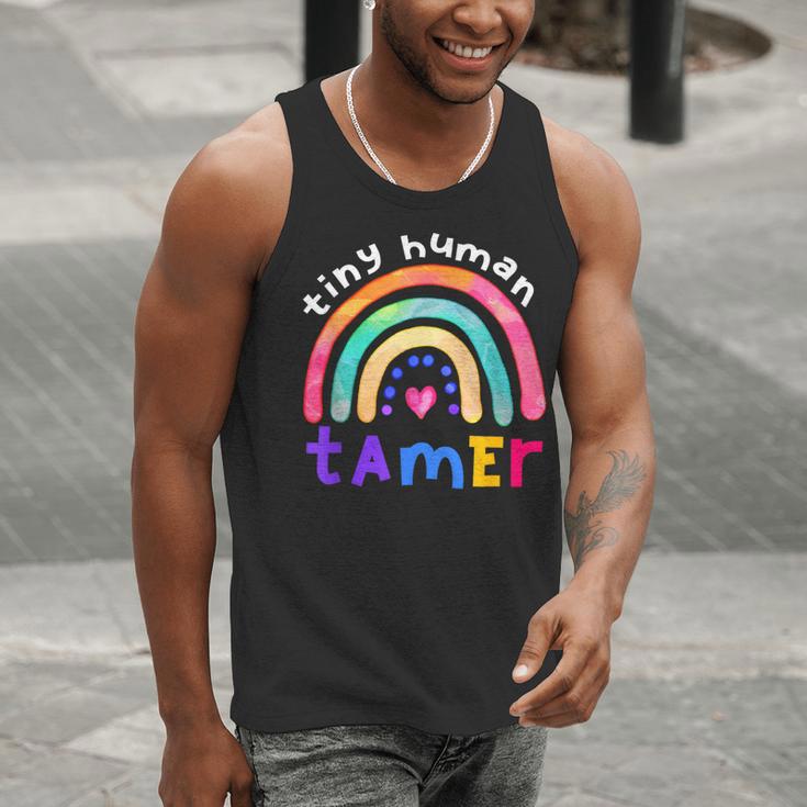 Tiny Human Tamer Watercolor Rainbow Daycare Teacher Men Tank Top, funny gift