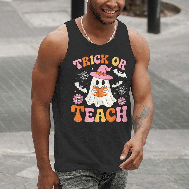 Trick Or Teach Cute Floral Ghost Teacher Halloween Costume Men Tank Top, funny gift Trick Or Teach Cute Floral Ghost Teacher Halloween Costume Men Tank Top, funny gift