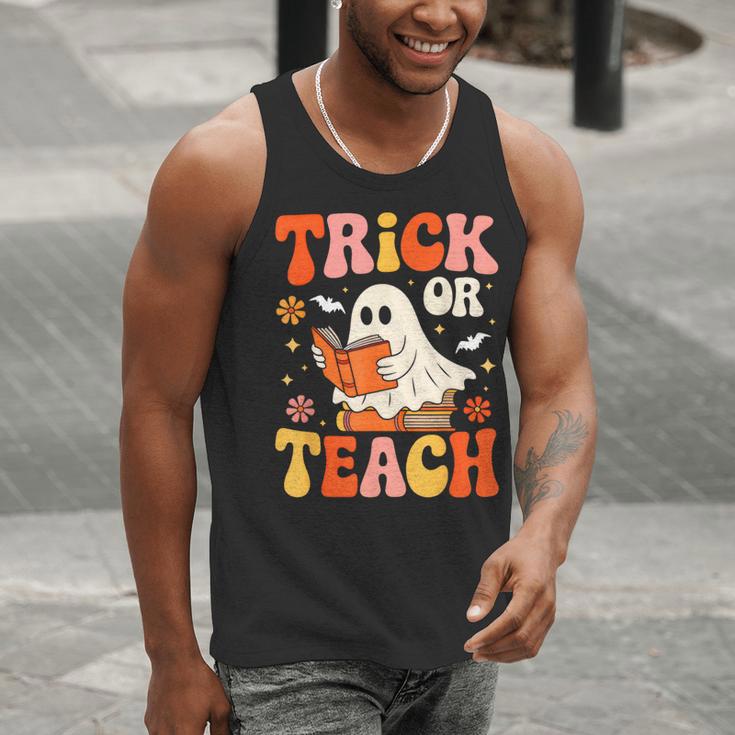 Trick Or Teach Halloween Shirt For Teacher Kids Floral Ghost Men Tank Top, funny gift Trick Or Teach Halloween Shirt For Teacher Kids Floral Ghost Men Tank Top, funny gift