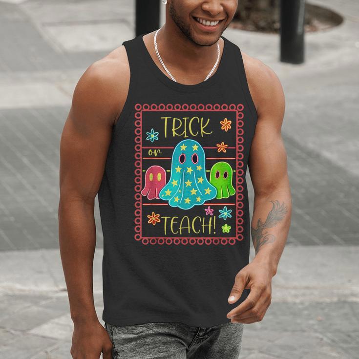 Trick Or Teach Neon Ghost Flower Teacher Spooky Halloween Men Tank Top, funny gift
