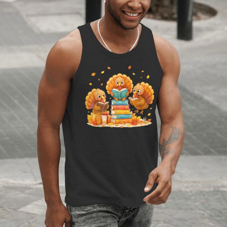 Turkey Read Books Reading Fall Thanksgiving Teacher Men Tank Top, funny gift Turkey Read Books Reading Fall Thanksgiving Teacher Men Tank Top, funny gift