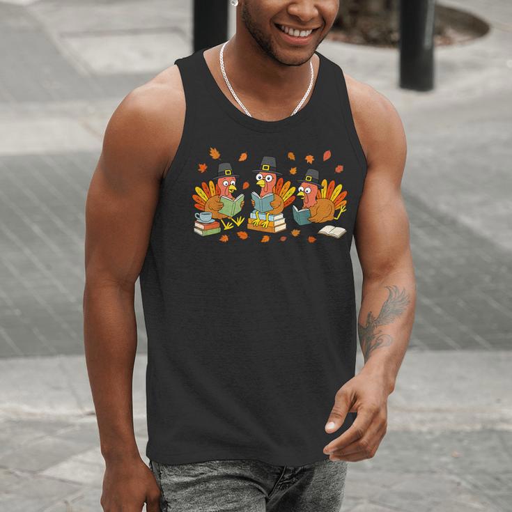 Turkey Reading Books Fall Thanksgiving Teacher Student Men Tank Top, funny gift Turkey Reading Books Fall Thanksgiving Teacher Student Men Tank Top, funny gift