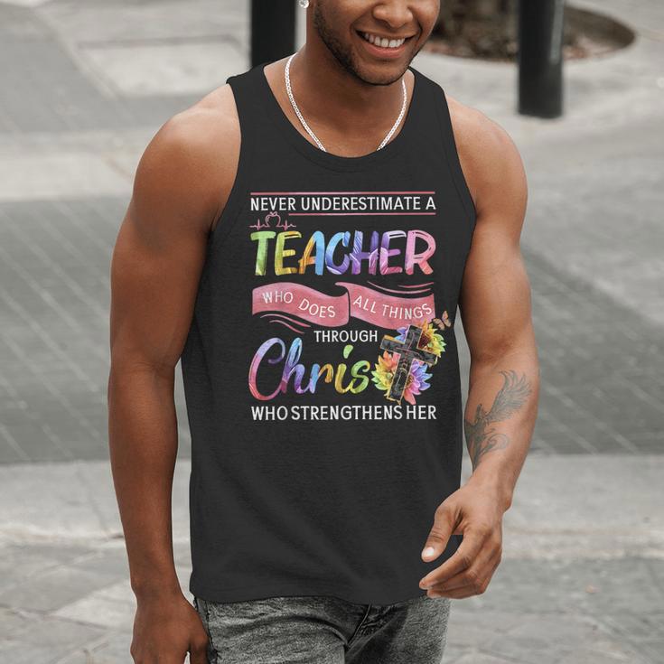 Never Underestimate A Teacher Does All Things Through Christ For Men Women Men Tank Top, funny gift Never Underestimate A Teacher Does All Things Through Christ For Men Women Men Tank Top, funny gift