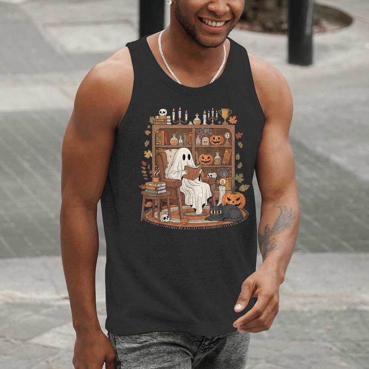 Vintage Ghost Book Reading Pumpkin Gothic Halloween Teachers Men Tank Top, funny gift Vintage Ghost Book Reading Pumpkin Gothic Halloween Teachers Men Tank Top, funny gift
