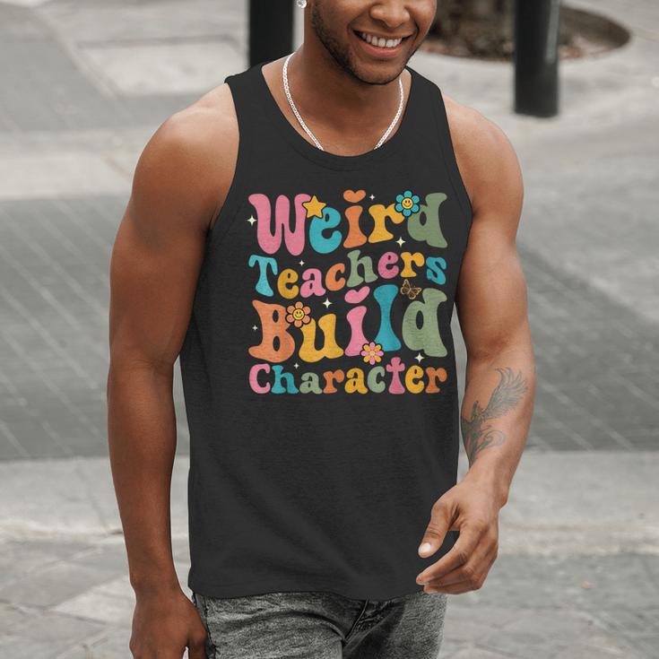 Vintage Teacher Sayings Weird Teachers Build Character For Men Women Men Tank Top, funny gift