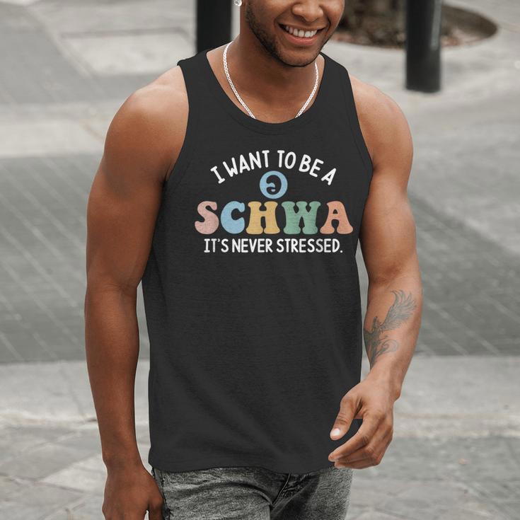 I Want To Be A Schwa It's Never Stressed Reading Teacher Kid Men Tank Top, funny gift