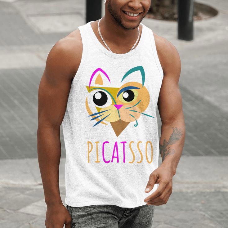 Abstract Cat Art Picatsso Shirt For Art Teachers Men Tank Top, funny gift